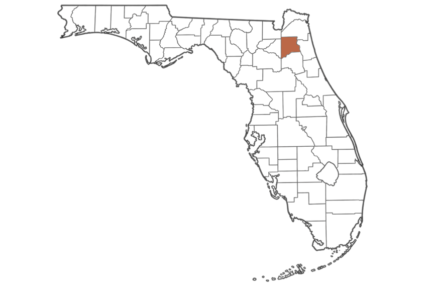 Clay County Florida jobs map highlighting Clay County