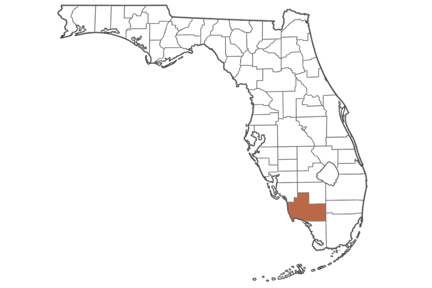 Collier County Florida jobs map highlighting Collier County