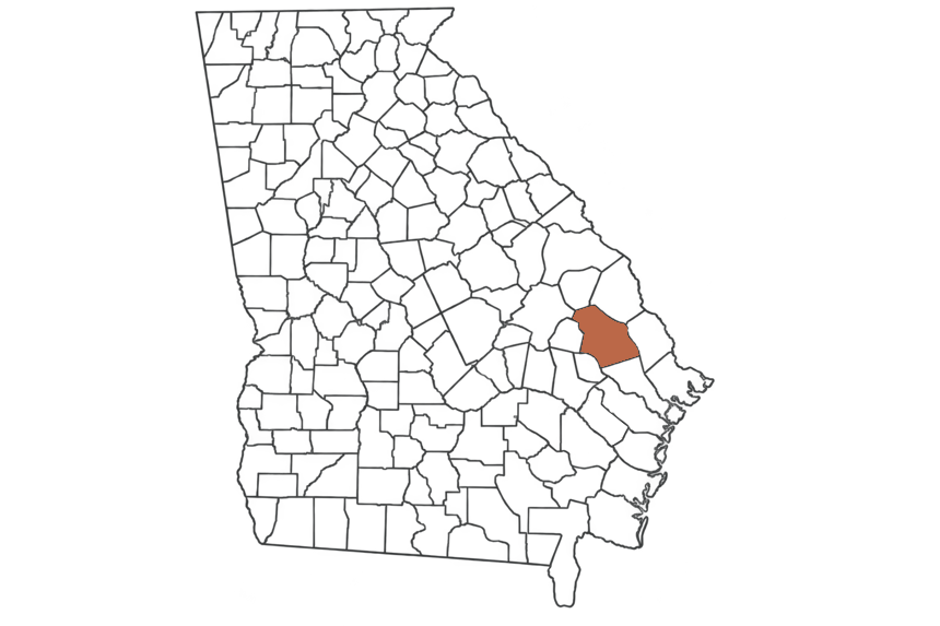 Bulloch County Georgia jobs map highlighting Bulloch County